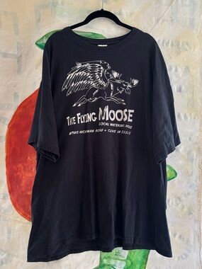 Vintage 90s Gildan Black Graphic Tee with White Print